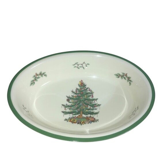 SPODE "Christmas Tree" 12.5" x 9" x 2.75" Oval Serving Dish Oven to Table - Picture 2 of 8